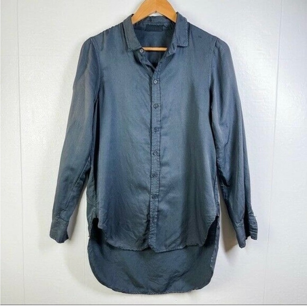 CP Shades Carine Cotton Silk Tunic Blouse Top Navy XS